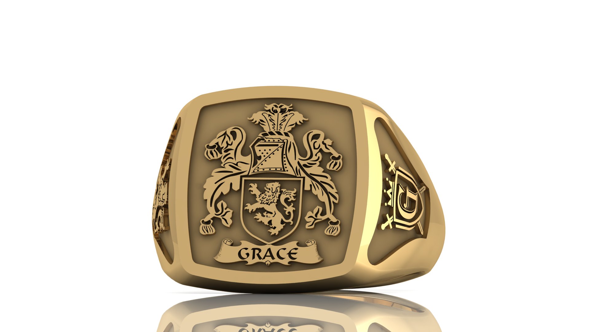Handcrafted Family Crest Signet Ring-Silver or Solid Gold